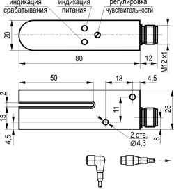 Габариты OMB NC01A5-43P-R2-LZS4